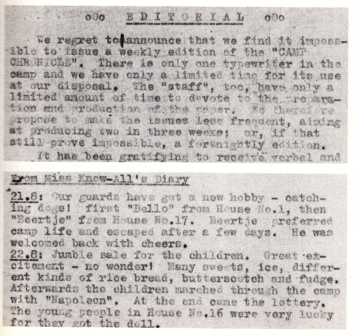 Extract from the Camp Chronicle